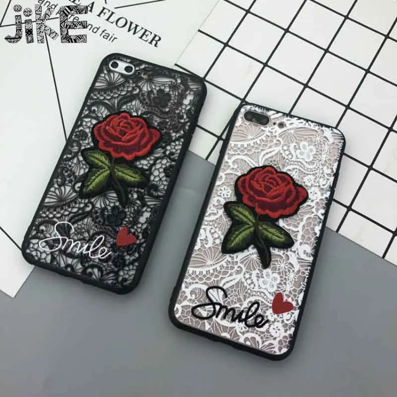 JIKE Creative Pattern Embroidered Rose Acrylic All-inclusive Protection Case for Galaxy S6/S6edge/S7/S7edge/S8/S8plus | Мобильные