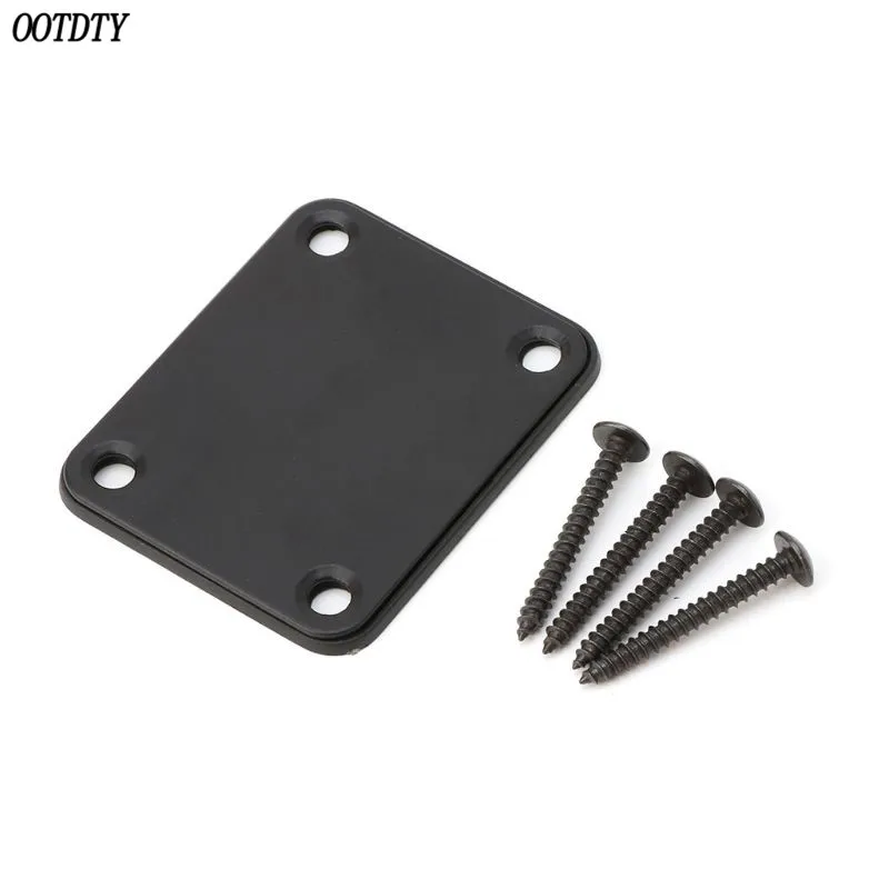 Electric Guitar Neck Plate Fix Tele Guitar Neck Joint Board 4 Screws - Цвет: black