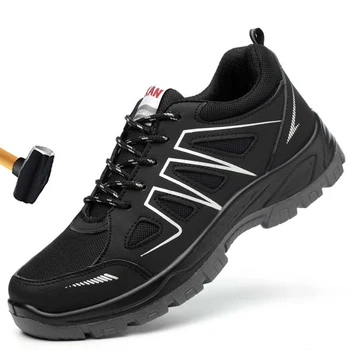 

Men Steel Toe Work Safety Shoes Lightweight Breathable Anti-smashing Anti-puncture Non-slip Reflective men protective footwear