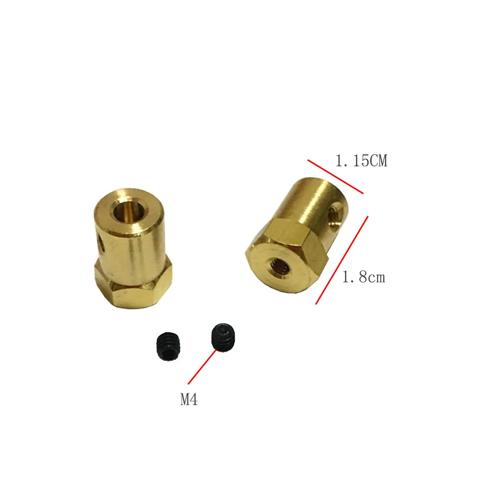 10 шт. Шестигранная Латунная муфта длина 18 мм шестигранный соединитель аксессуары для робота вал 3 мм 4 мм 5 мм 6 мм 7 мм 8mmYellow медный винт колеса