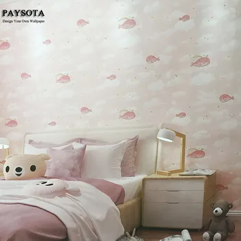 

PAYSOTA Cartoon 3D Cute Whale Wallpaper Girl Boy Bedroom Den Decorative Wallpaper Volume