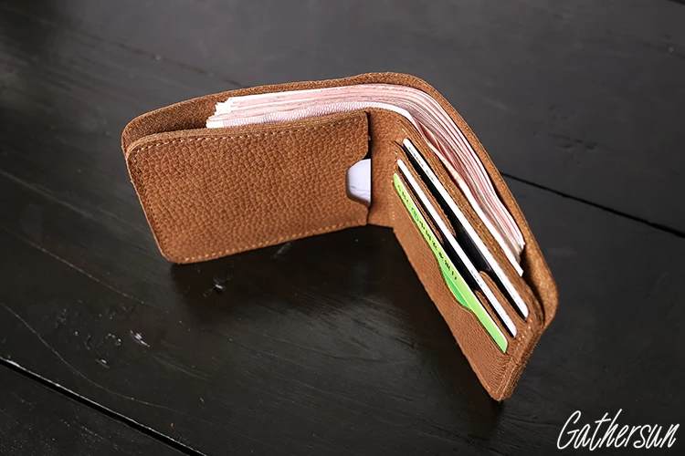 Gathersun кошелек из натуральной кожи с 5 отделами для кредитных карт мягкий кожаный короткий кошелек для мужчин индивидуальный двойной складной кошелек