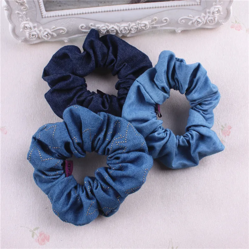 

Handmade hair denim fabric hair bundle girl head ring small fresh hair ornaments headdress manufacturers wholesale