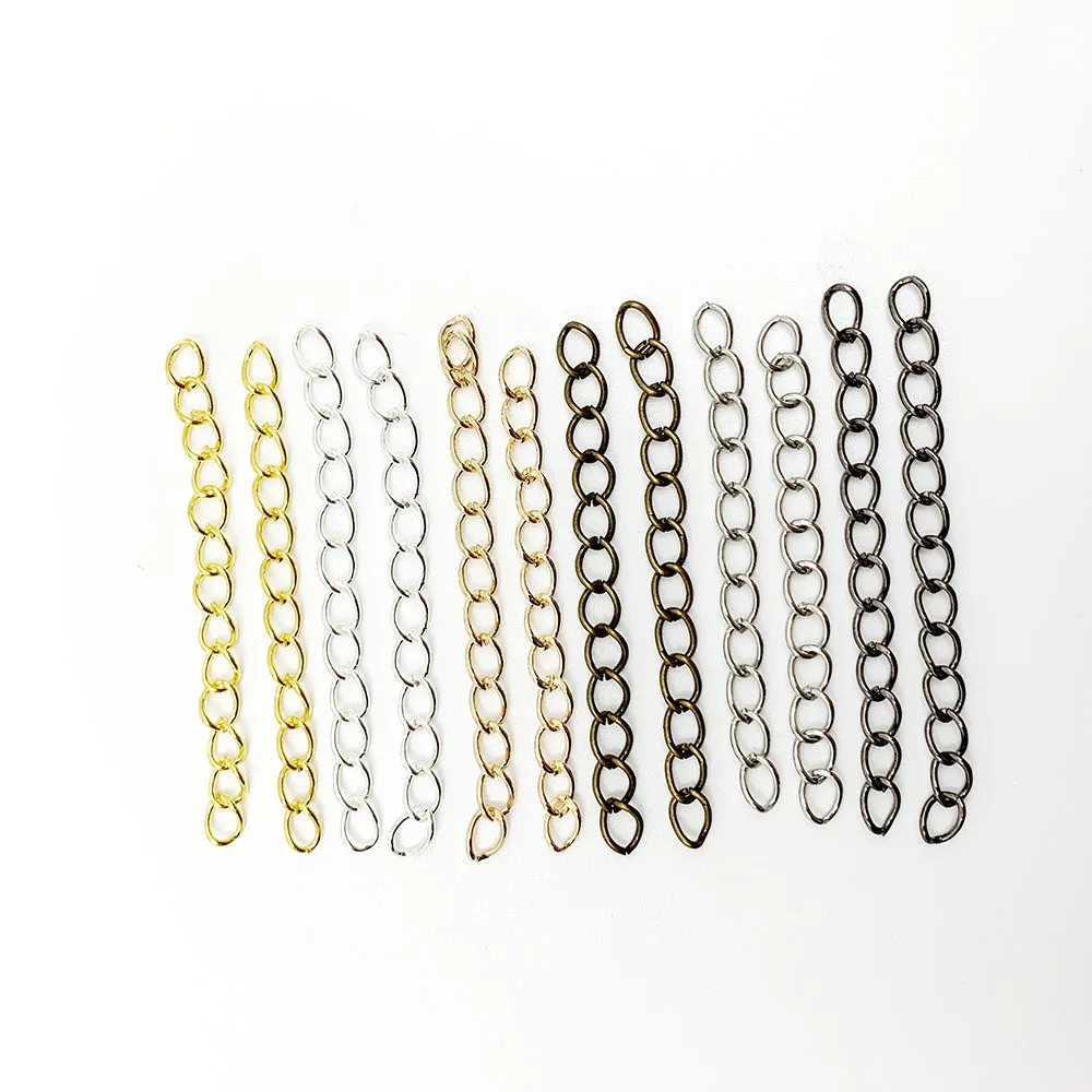 100pcs/lot 50mm 70mm  Necklace Extension Chain Bulk Bracelet Extended Chains Tail Extender For DIY Jewelry Making Findings