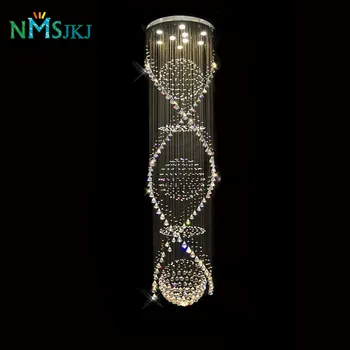 

Long Spiral Crystal Ceiling Light Fixture lustre crystal light fitting for Lobby, staircase, stairs, foyer Large Crystal Lamp