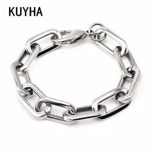 Bracelets Silver Color Wide Bracelets European Simple Style Boy/Girl Chain Bracelet 19CM Length Bangle Jewelry