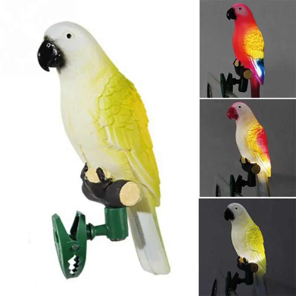 

4pcs Solar-Powered Parrot Lamp 4 Different Colors Birds LED Lamp with Flexible Clamp Base Solar Garden Lights Yard Decoration
