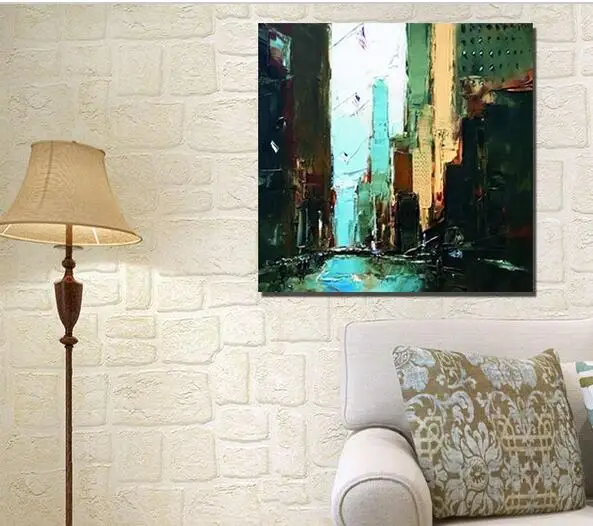 Wholesale Cheap100%hand-painted Abstract City Street Oil Painting Home Decor For Living Room Wall | Дом и сад