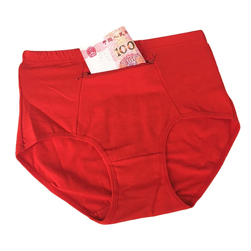 Women Big Size Underwear With Pocket 2017 Female Cotton Briefs Solid