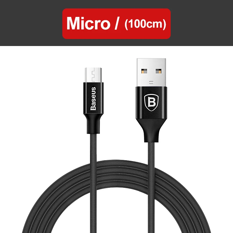 Baseus 3 в 1 USB кабель для iPhone samsung Xiaomi мульти Быстрая зарядка микро USB кабель 2 в 1 мобильный телефон usb type C кабель - Цвет: Micro Black