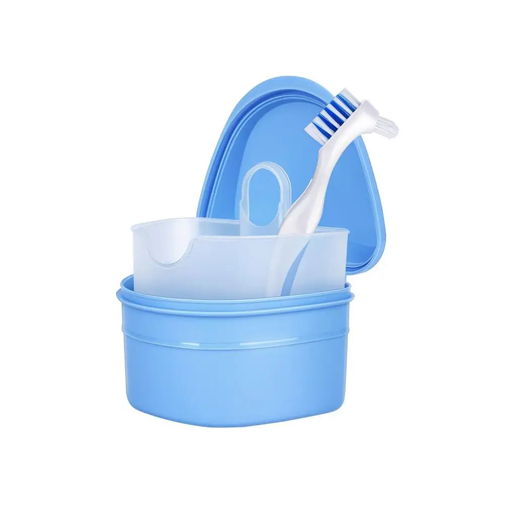 

Plastic Storage Box Fashion Denture Case Container Dental False Teeth Storage Box With Mirror And Clean Brush Dental Appliance