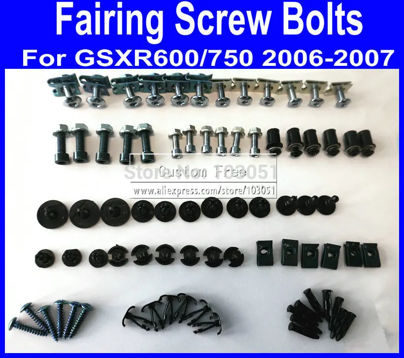 

New Motorcycle Fairing common screw bolts set for SUZUKI GSXR 600 750 K6 2006 2007 GSXR600 GSXR750 06 07 black fairings bolt scr