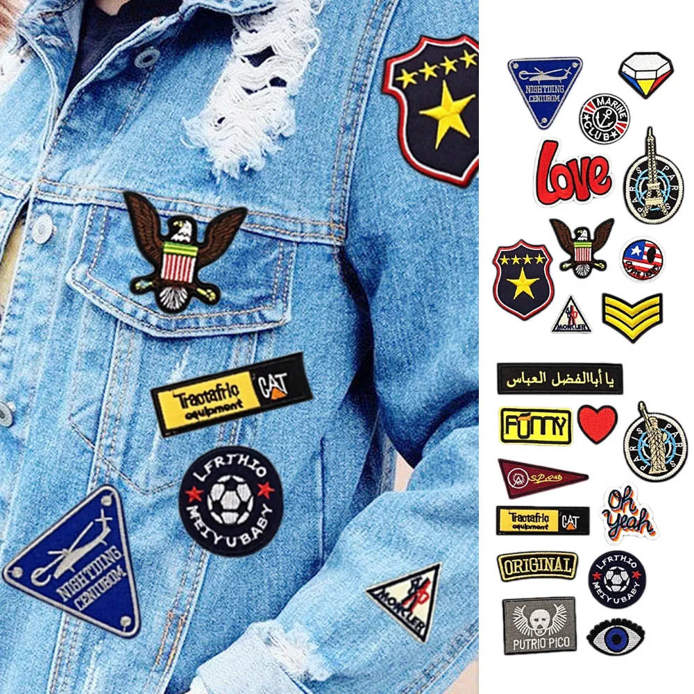 21 Pcs Assorted Styles Embroidery Diy Clothes Iron On Sticker Patches Various Badges Patches For 