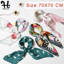 70*70 шелковистый квадратный шарф весна лето волосы голова сумка шарф шеи галстук для женщин 60 цветов