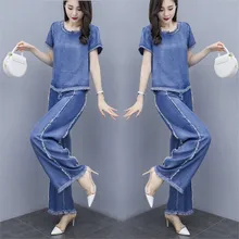 denim pant suits for ladies