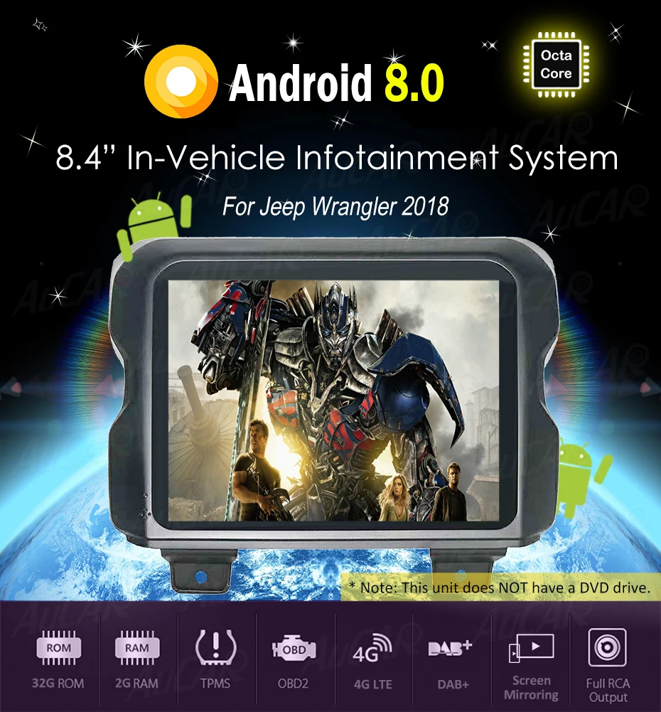 Top AuCAR 8.4" Android 8.0 car radio Car DVD Player for Jeep Wrangler jk 2018 car Stereo GPS Navigation system HD radio IPS WIFI 6