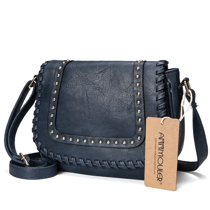  Annmouler Fashion Women Shoulder Bag Pu Leather Crossbody Bag Solid Color Brand Purse Small Khaki M - 32870963492