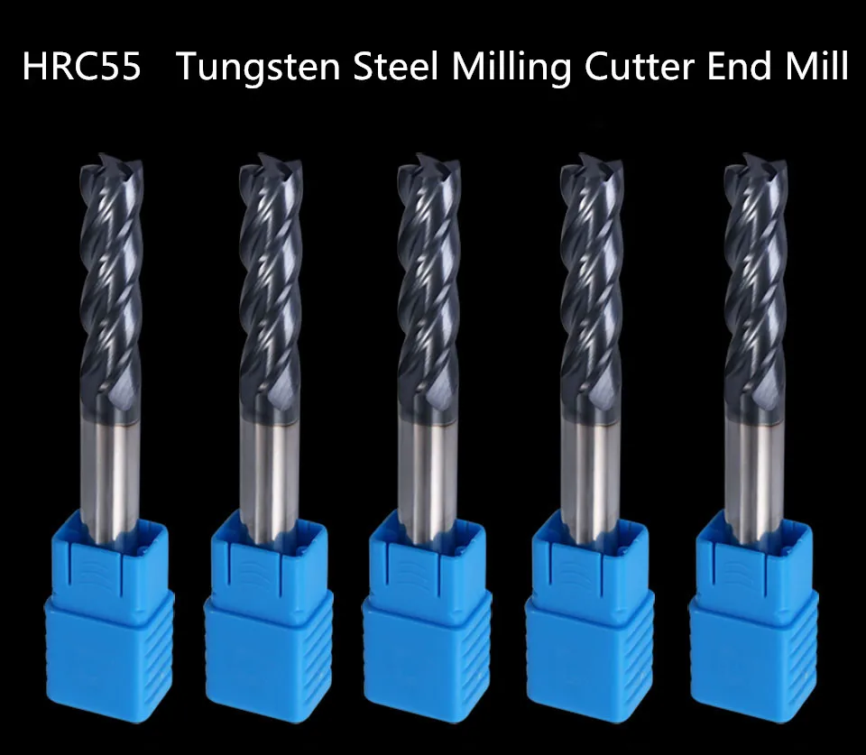 ZGT 1 шт. Cnc Fraise Endmill HRC55 4 Флейта карбида фрезы металла 1 мм 2 мм 3 мм 4 мм 5 мм 6 мм Вольфрамовая сталь фрезы