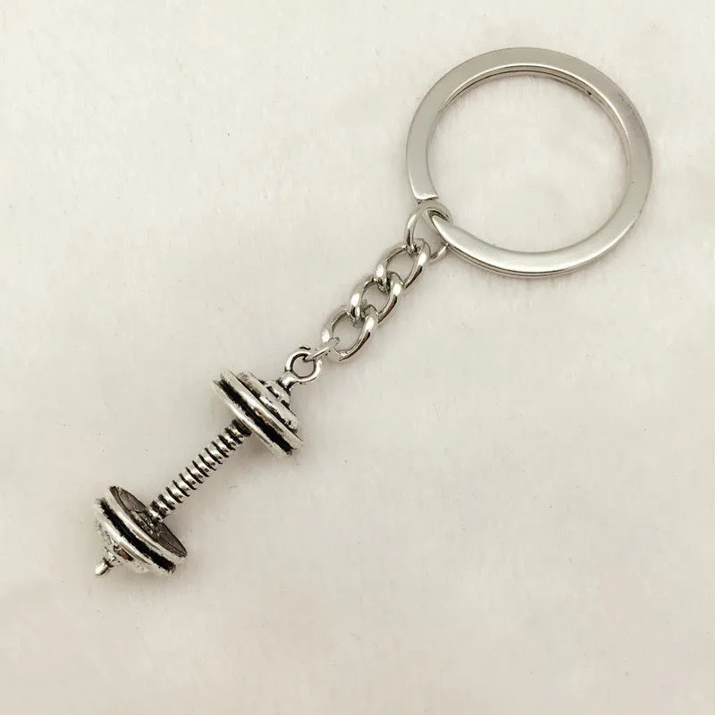 

1Pcs DUMBBELL BARBELL WEIGHT Charm Chain Keychain *Fitness Weightlifting Gym CROSSFIT