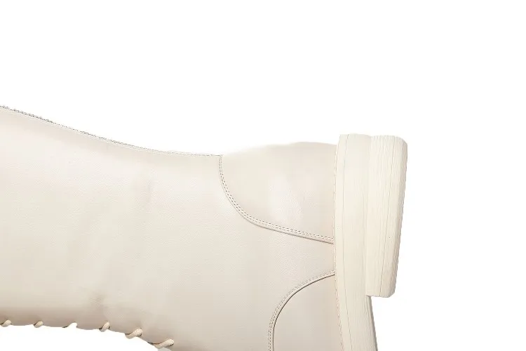 CDAXILAN/новые женские сапоги до колена из натуральной коровьей кожи, на плоской подошве, с круглым носком, на среднем каблуке, с перекрестной шнуровкой, зимние ботинки martin