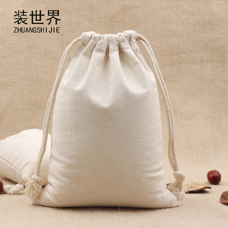 2pcs/Lot 15*20cm multi purpose 260g Cotton Canvas Drawstring Bag Custom Logo Print Food Packing ...