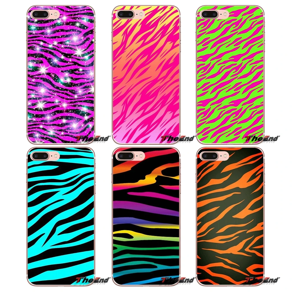 

Colorful neon Zebra For Apple iPhone X 4 4S 5 5S SE 5C 6 6S 7 8 Plus 6sPlus 6Plus 7plus 8plus Transparent Soft Cases Covers