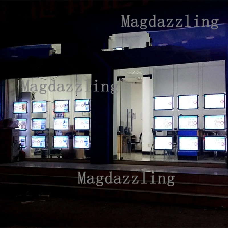 

21Units A4 Ultra Slim LED Poster Frame Real Estate Window Cable Hanging LED Display Light Box Single Sided In Horizontally