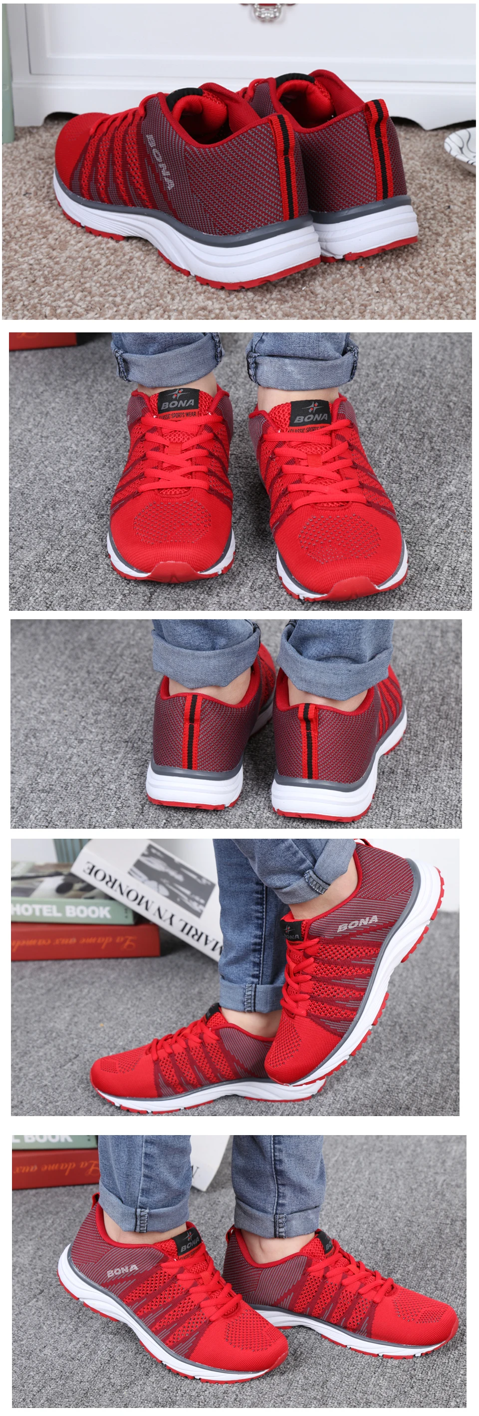 BONA/Новый типичный стиль женские кроссовки для прогулок и бега кроссовки на шнуровке сетчатая спортивная обувь Мягкая Быстрая бесплатная