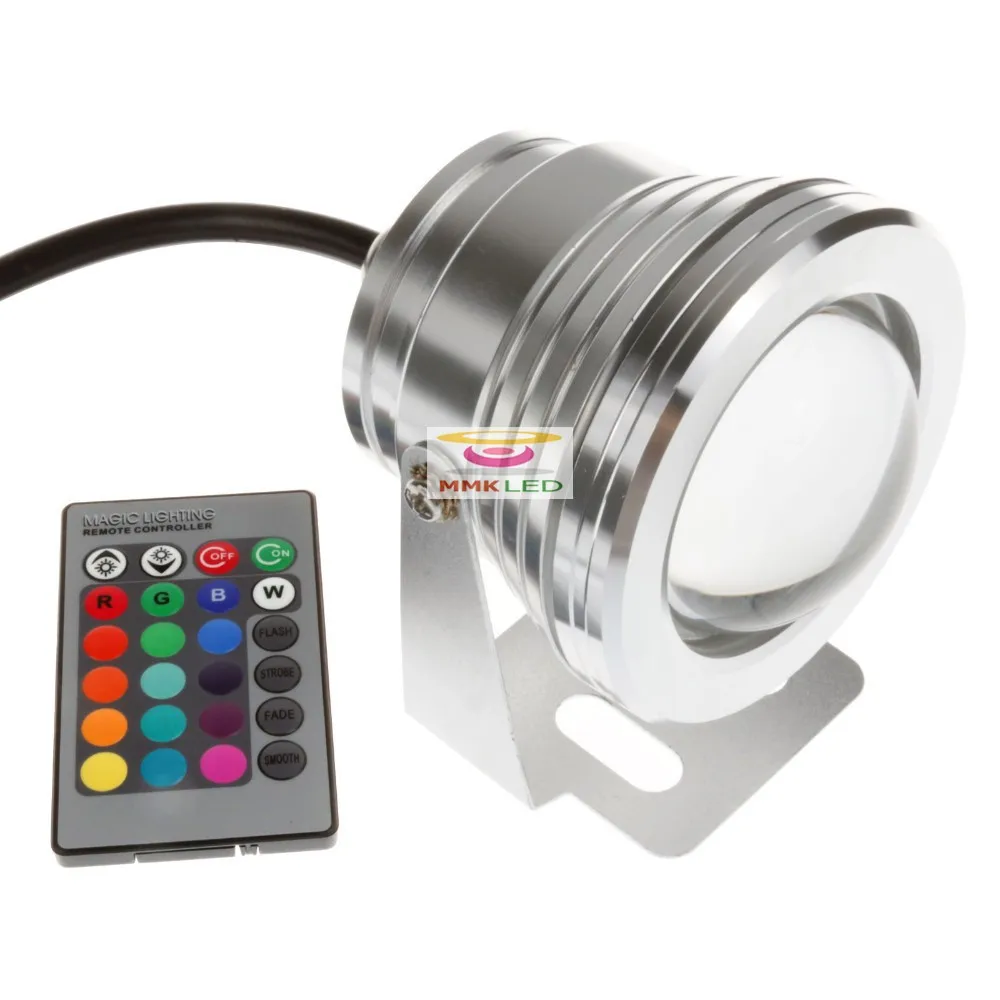 10W 12V  Fountain pool  Lamp underwater RGB Led Light Waterproof IP68, 16 color change with 24key IR Remote controller submersible led lights