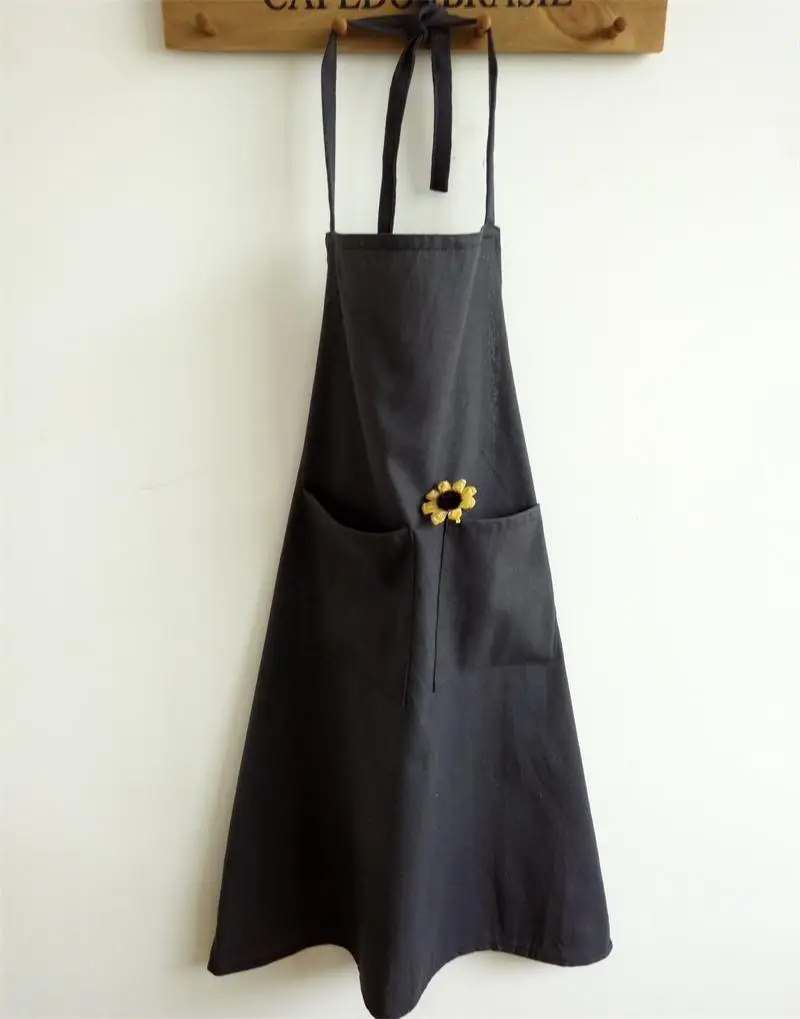 Breathable Cotton Apron Black Grey Art gardening Florist Cafe pottery