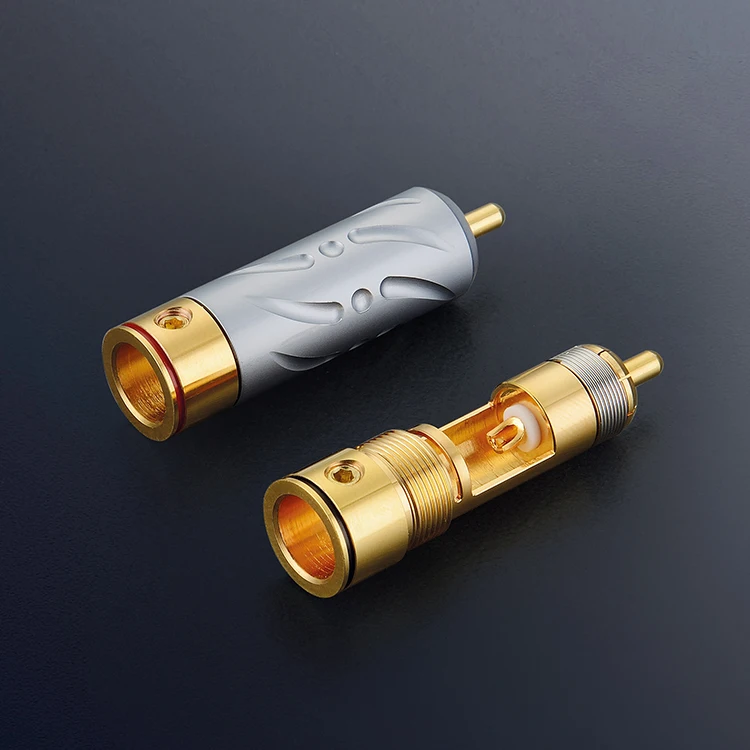 4Pcs Viborg VR109G Pure Copper Gold Plated RCA