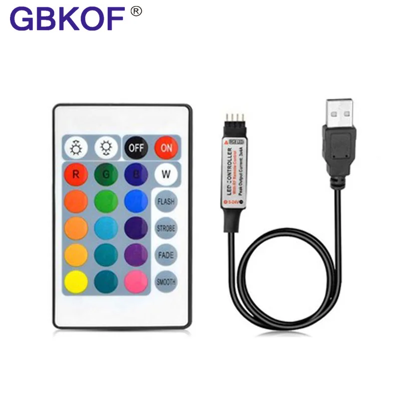 

DC12V 5V Mini 3key 17key 24Key RGB Remote Controller With Mini Receiver For 3528/5050 RGB LED Strip Light diode Tape free ship