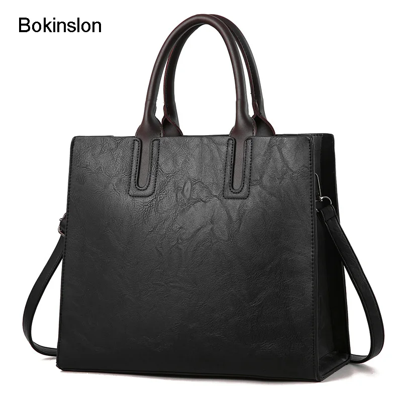 

Bokinslon Woman Shoulder Bag New Retro PU Leather Ladies Handbag Bags Solid Color Simple Large Capacity Crossbody bags Women