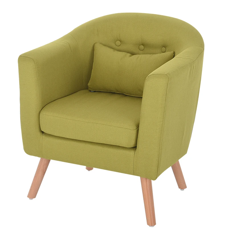 Modern Sofa 1 Single Seat Simple Design Living Room Furniture Leisure Armchair Single Couch Linen Upholstery and Wooden Legs