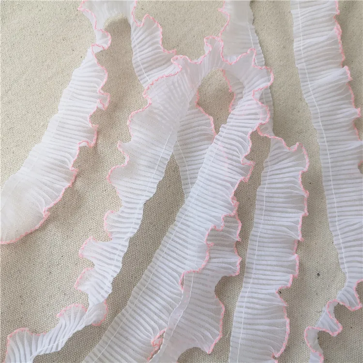 

3cm Wide Organza Pleated Organ Interlocking Tulle Lace Fabric DIY Doll Skirt Cuff Home Decoration Accessories White