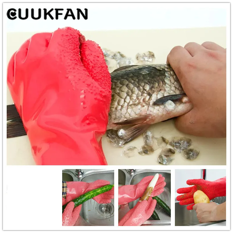 

Kitchen Scale Gloves Peeling Glove Potato Washing Fish Scale Scraping Magic Rubber Silicone Washing Cleaning Gloves