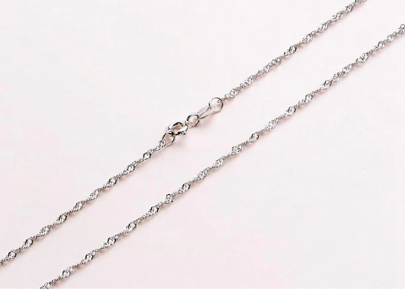 Water Wave Chain В классическом стиле; Основная цепь 925 пробы с застёжкой "Лобстер" из серебра Цепочки и ожерелья цепи Модные украшения для Для женщин 40/45 см закуски сеть YNC089 - Цвет камня: Water Wave Chain