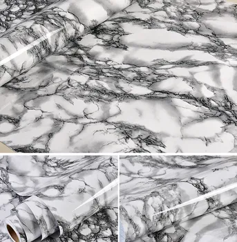 

SUNICE Marble Adhesive Wallpaper Vinyl Paper Use for Home Office Kitchen Furniture Table Anti-Scratch Width:122cm