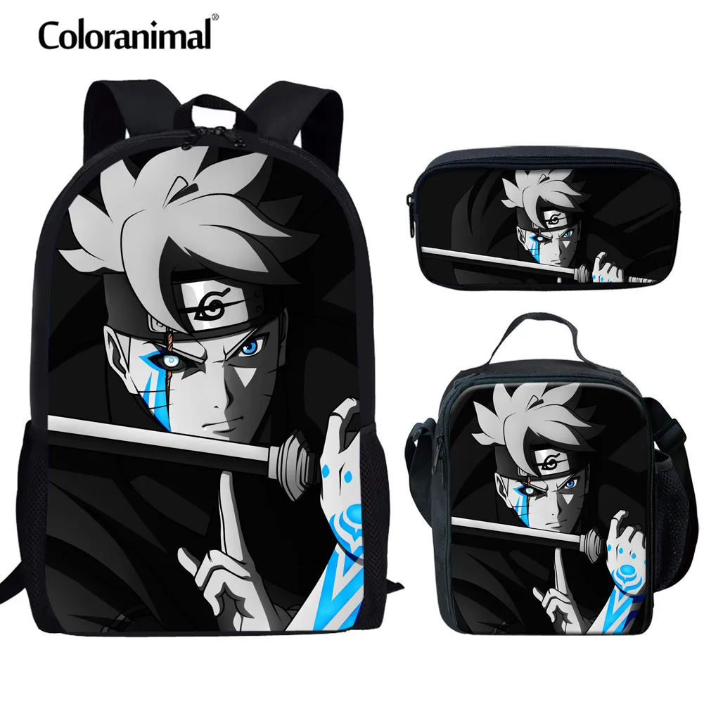 

Coloranimal Middle School Student Backpack 3pcs Set Boruto Naruto School Bag Japan Anime Printing Children Shoulder Backpack Boy