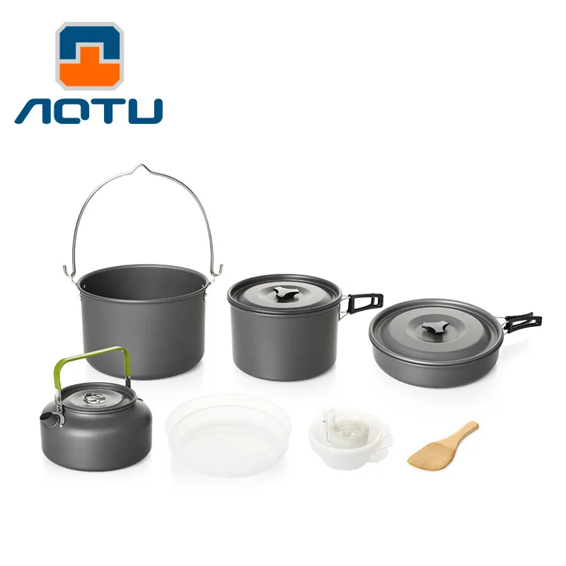

Camping Cookware Outdoor Cooking Mess Kit Portable Lightweight Pots Pans Water Kettle Set for Backpacking Hiking Trekking Picnic
