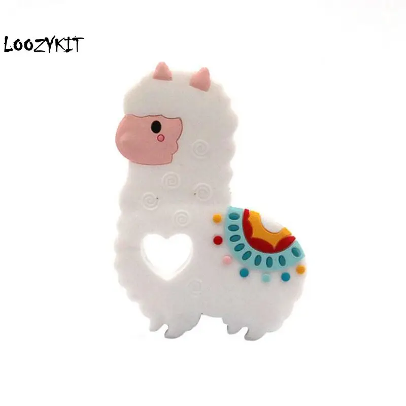 

Loozykit Cute Baby Teether Food Grade Silicone Animal Sheep Elephant Dinosaur Car Baby Teething Necklace Toys DIY Newborn Gifts