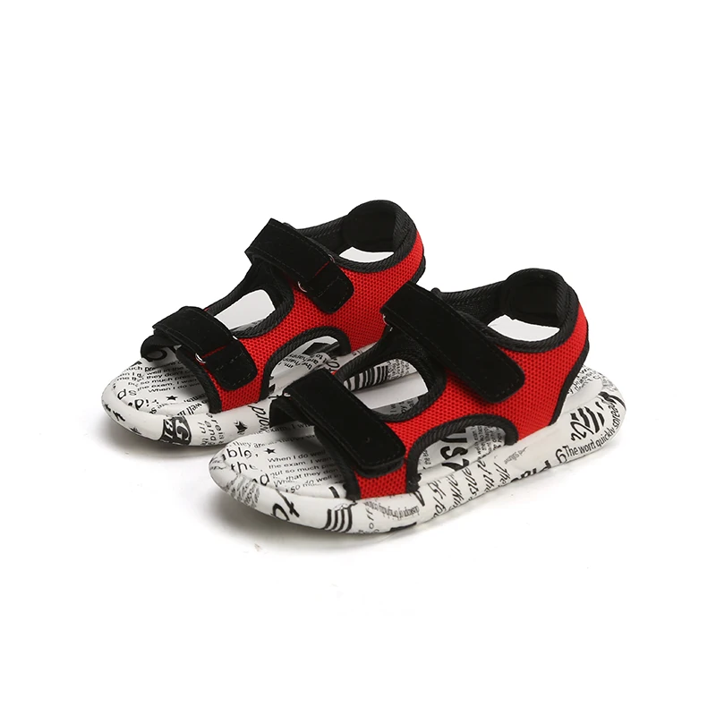 

Boys and Girls Summer Beach Shoes with Soft Bottom, 2019 New Kids Students Sandals, white & Red, size 26-35