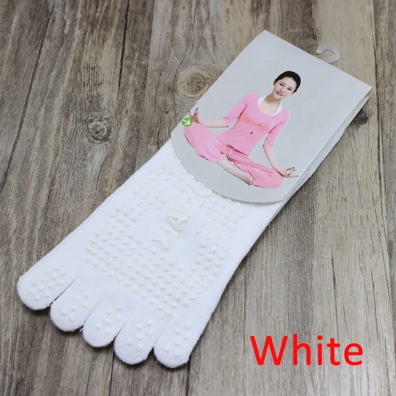 1 пара Женские носки для йоги нескользящие массажные с резиновым покрытием фитнес, Пилатес теплые носки спортзал танец Спорт упражнения - Цвет: White