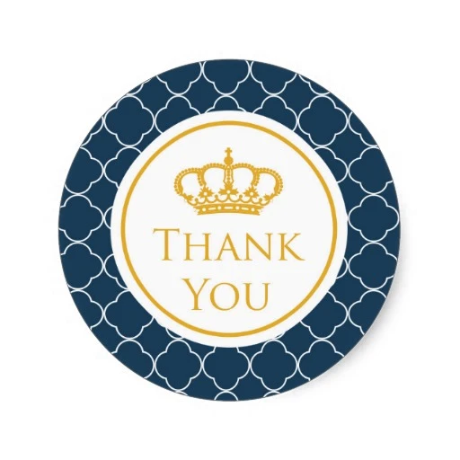 3.8 cm Royal Blue Crown Terima Kasih Stiker