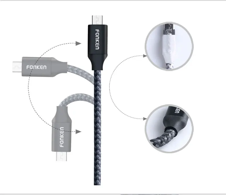 3 шт. FONKEN Micro USB кабель QC3.0 быстрое зарядное устройство телефонный кабель 2.4A Быстрая зарядка для телефона power Bank провода Мобильный 2 м 3 м кабель для передачи данных