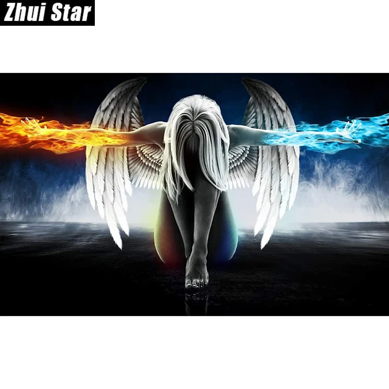 

Zhui Star Diamond Painting Full Square Diamond "Angel And Wings" 3D Embroidery Cross Stitch Rhinestone 5D DIY Mosaic Home Decor