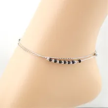 2017 Mejor Precio Doble Negro Blanco Perla Pulsera Tobillera Sandalias Descalzas Joyería Del Pie de Playa