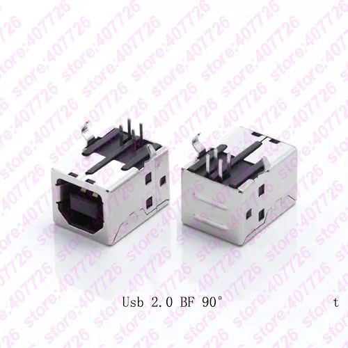 5 шт. USB 2,0 разъем гнездо Тип B 90 градусов разъем Пайки PCB разъем интерфейс принтера белый/черный - Цвет: Black 90degree