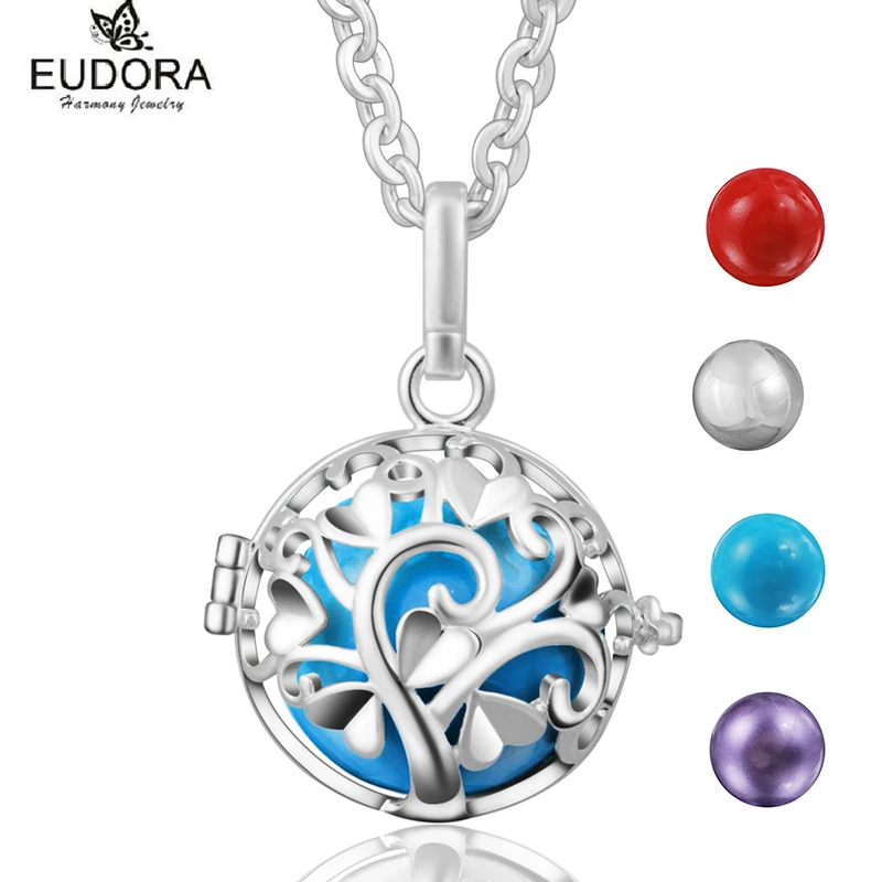 EUDORA Harmony Ball Necklace Tree of Love Locket with 20mm Chime Ball for Mother /& 30 Chain