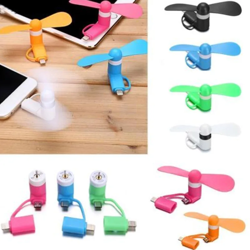 Mini USB Fan 2 in 1 Portable Cooling Fan For Iphone 5 6 7 and OTG
